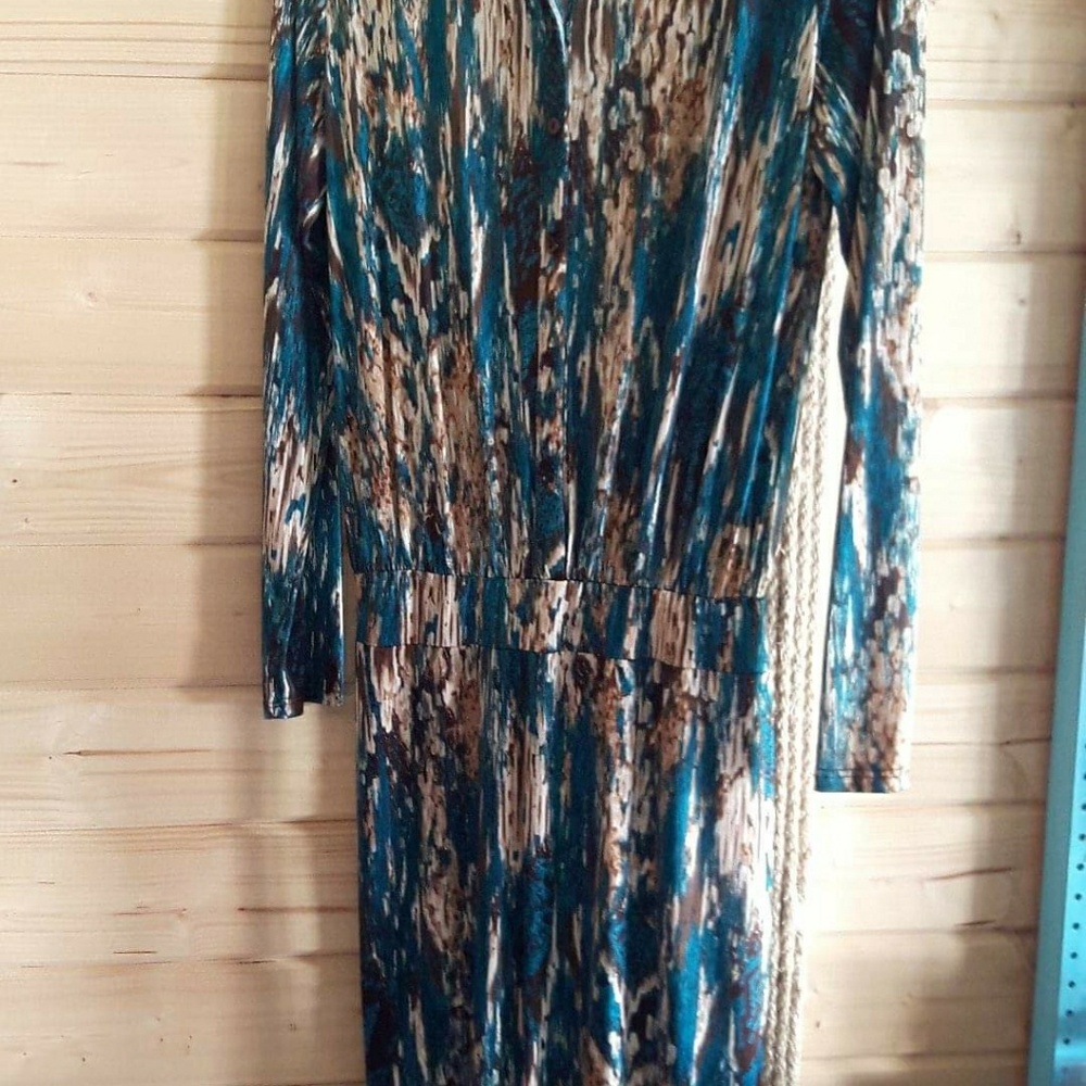 Teal and  Brown Snake Print Dress